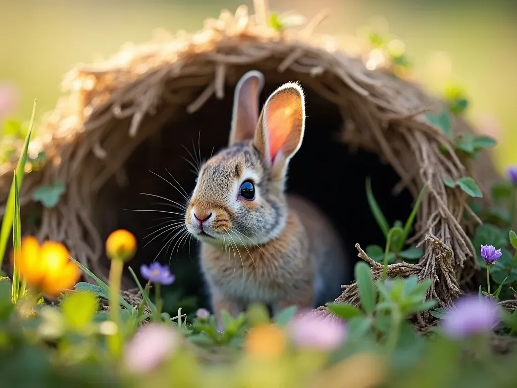 野うさぎ赤ちゃんの巣穴